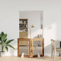 Cancello per cani pieghevole con supporti 2 pz Legno antico