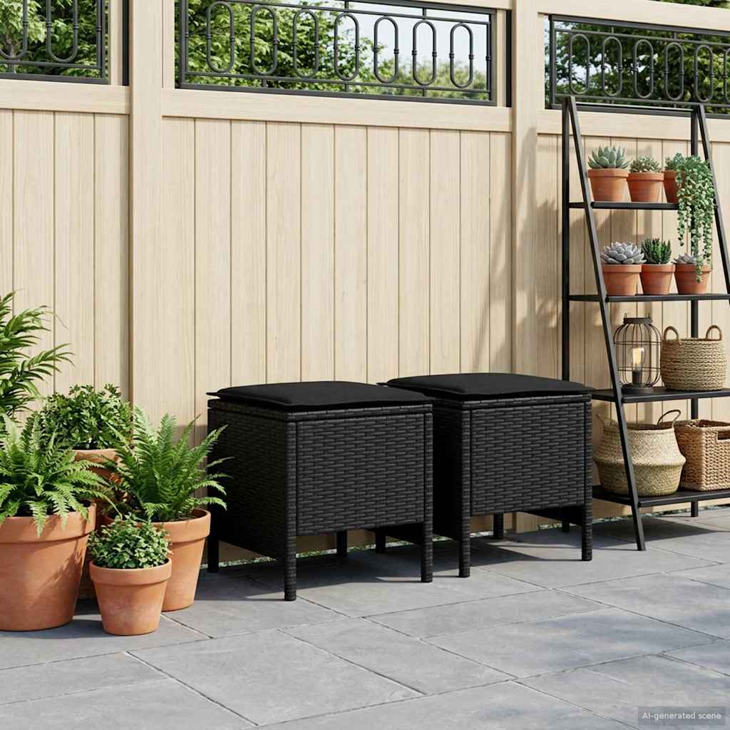 Poggiapiedi da Giardino 2 Pezzo Nero 38 x 38 x 45 cm