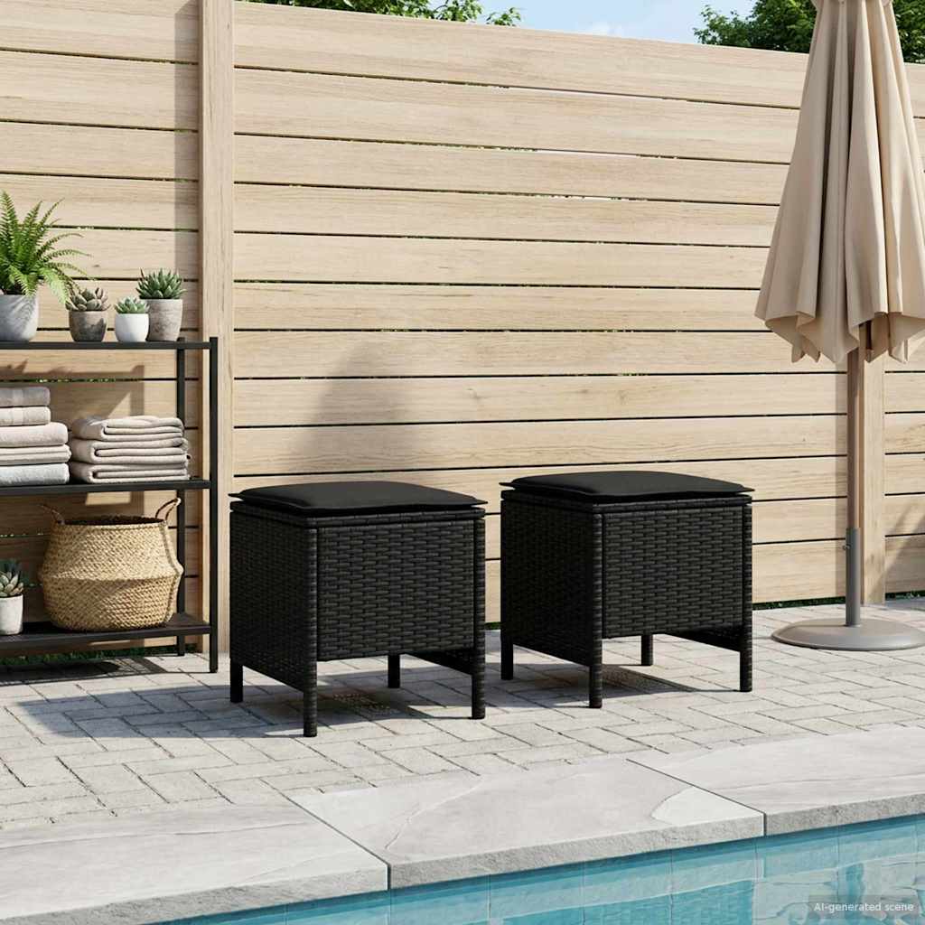 Poggiapiedi da Giardino 2 Pezzo Nero 38 x 38 x 45 cm