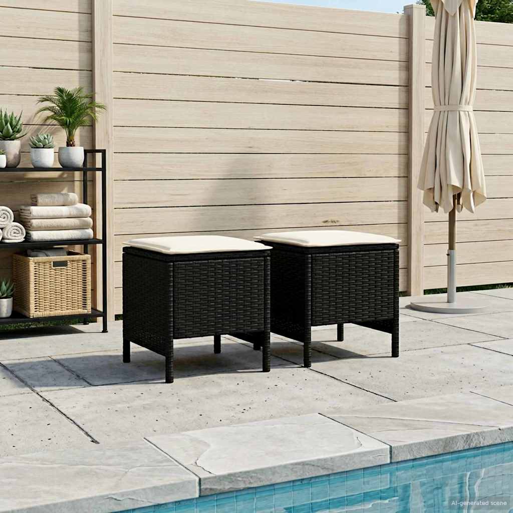 Poggiapiedi da Giardino 2 Pezzo Nero e Crema 38 x 38 x 45 cm