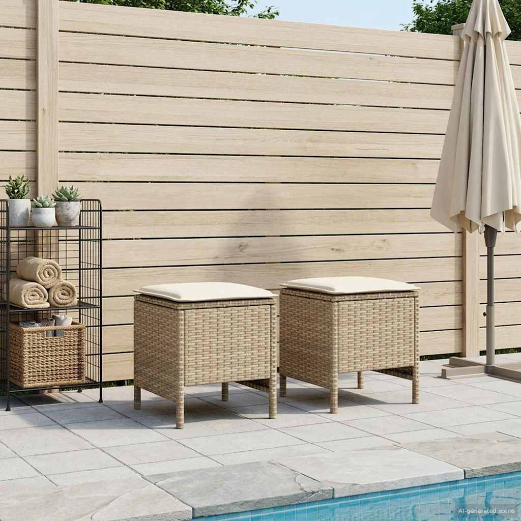 Poggiapiedi da Giardino 2 Pezzo Beige e Crema 38 x 38 x 45 cm