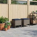 Poggiapiedi da Giardino 2 Pezzo Grigio e Blu Navy Rattan in PE