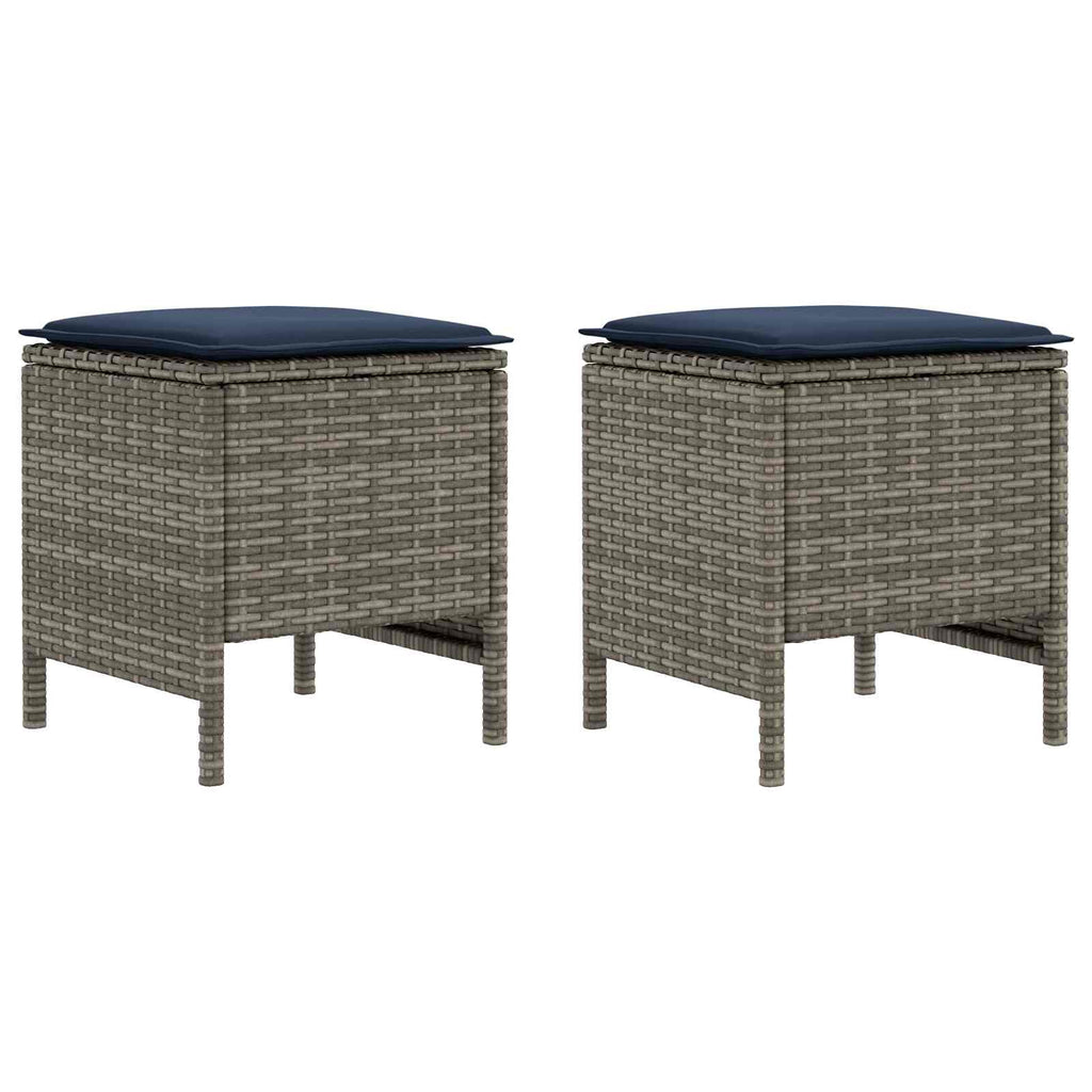Poggiapiedi da Giardino 2 Pezzo Grigio e Blu Navy Rattan in PE