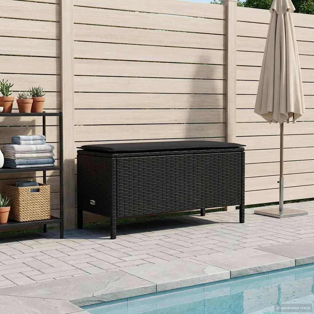 Poggiapiedi da Giardino Nero 80 x 38 x 45 cm Rattan in PE