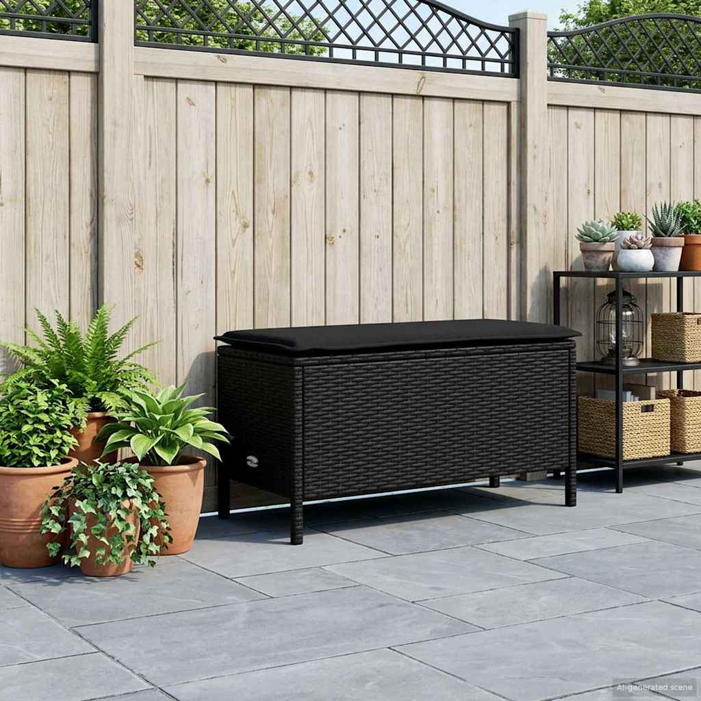Poggiapiedi da Giardino Nero 80 x 38 x 45 cm Rattan in PE