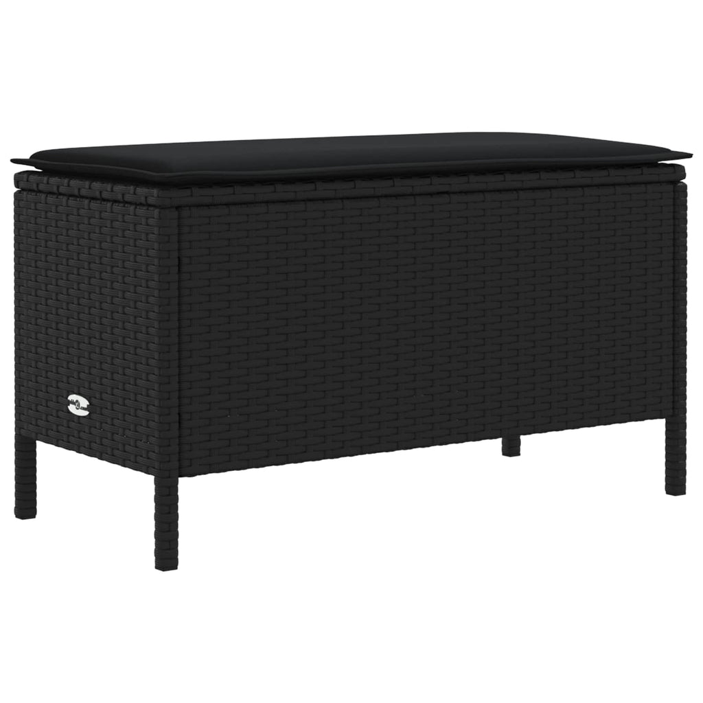Poggiapiedi da Giardino Nero 80 x 38 x 45 cm Rattan in PE