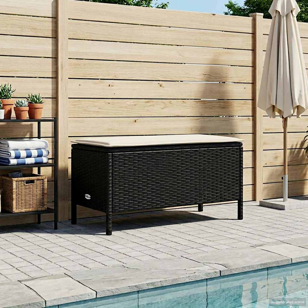 Poggiapiedi da Giardino Nero e Crema 80 x 38 x 45 cm