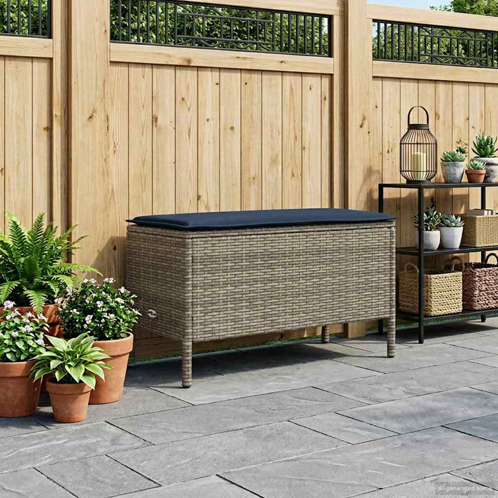Poggiapiedi da Giardino Grigio e Blu Navy 80 x 38 x 42 cm