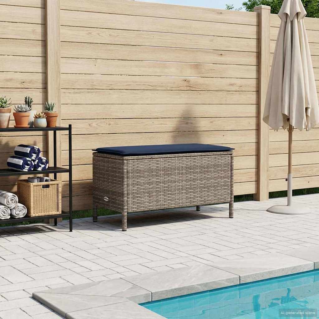Poggiapiedi da Giardino Grigio e Blu Navy 80 x 38 x 42 cm