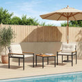 Set Mobili da Esterno 3 pz Bianco Crema polyrattan