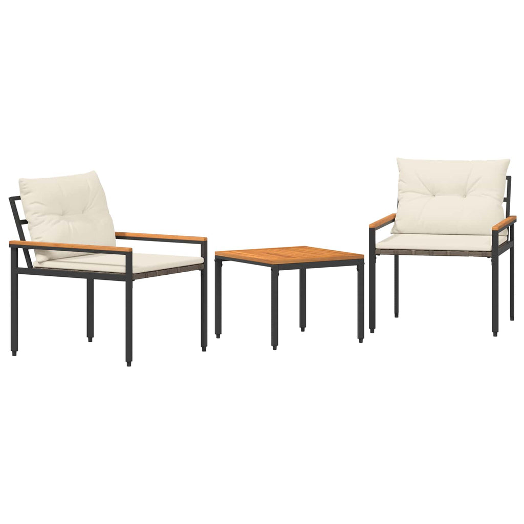 Set Mobili da Esterno 3 pz Bianco Crema polyrattan