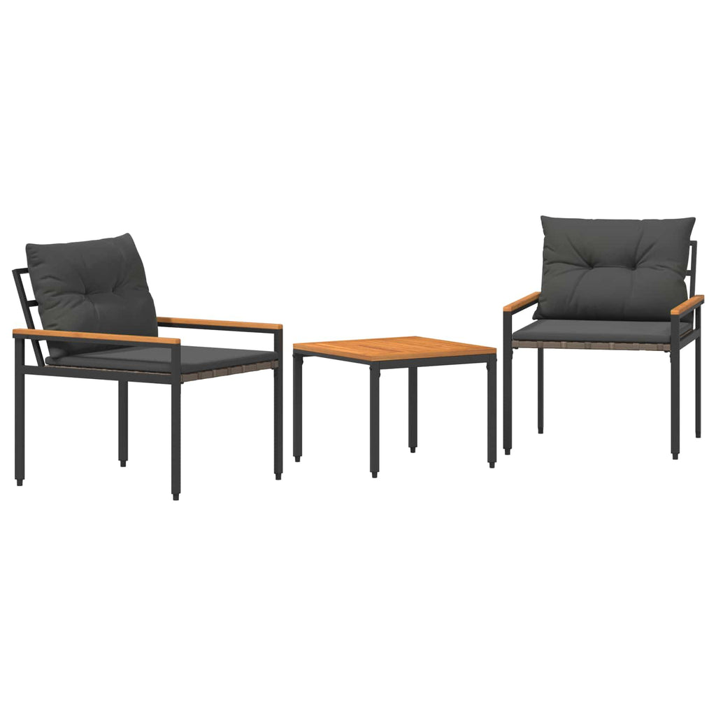 Set Mobili da Esterno 3 pz Grigio Scuro polyrattan