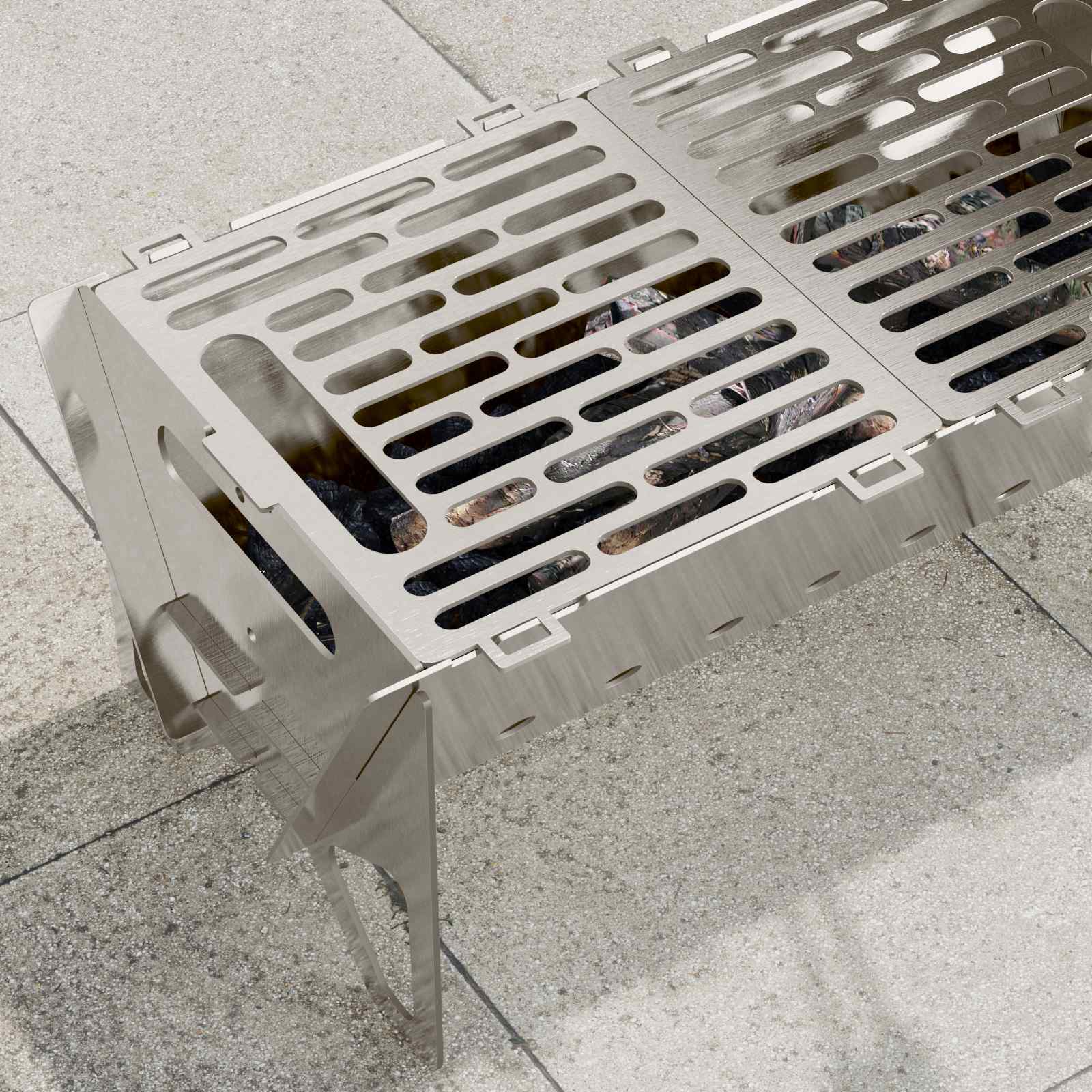 Focolare da campeggio 42 x 22 x 18 cm Acciaio Inox Argento
