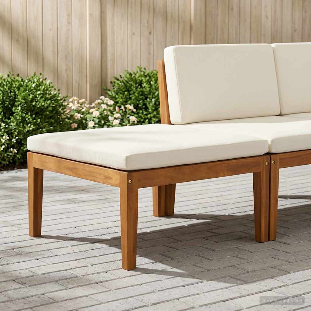 Poggiapiedi da giardino con cuscino Legno di Acacia Massello