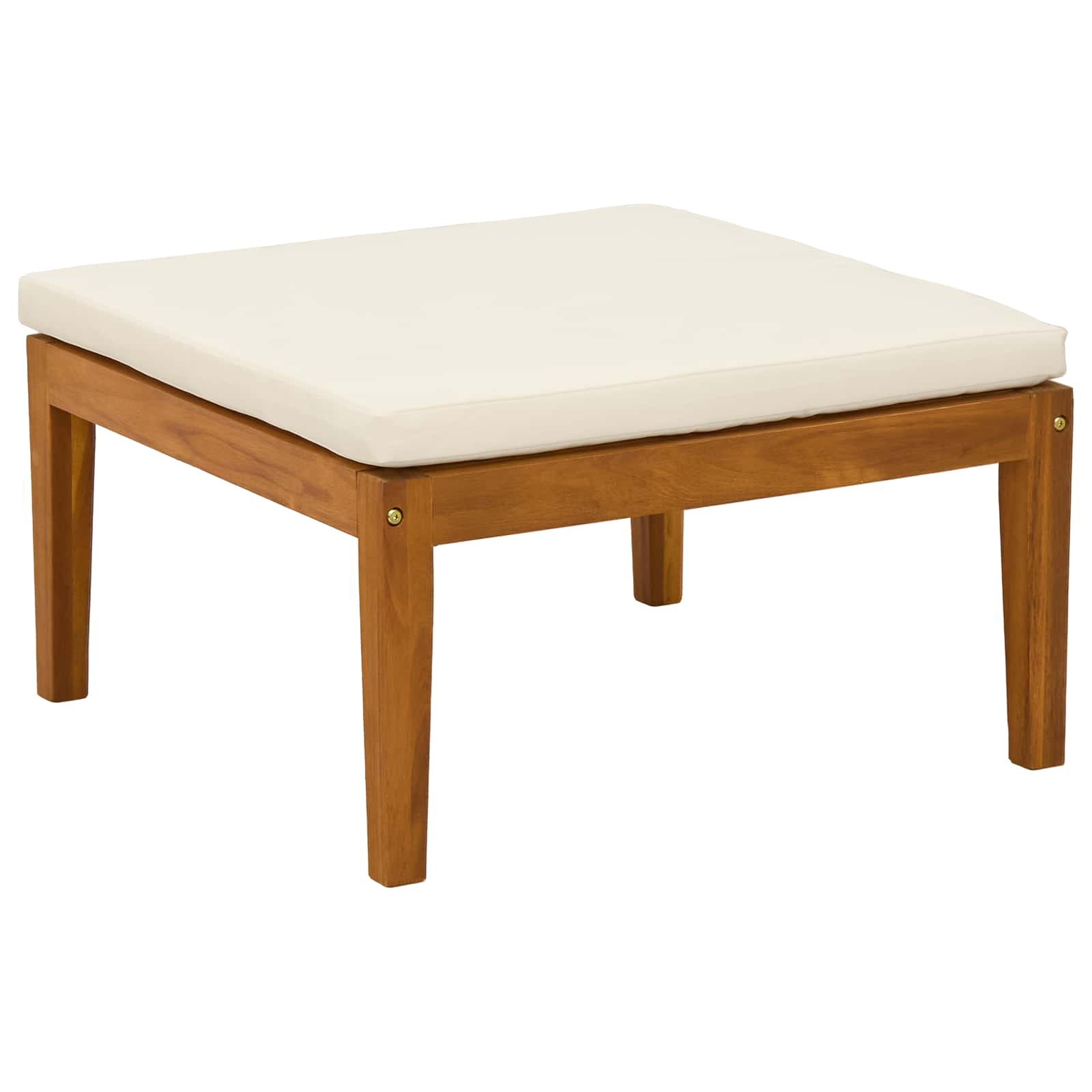 Poggiapiedi da giardino con cuscino Legno di Acacia Massello