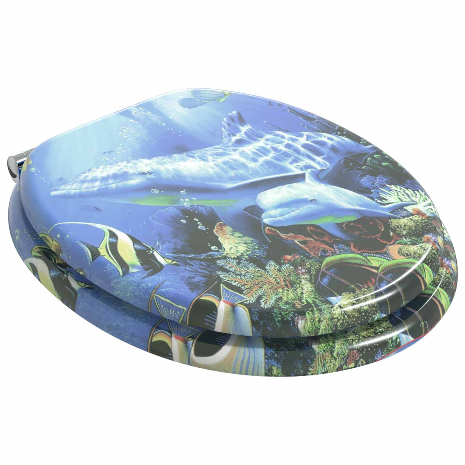 Sedile per toilette con chiusura morbida Blu 44 x 38 cm