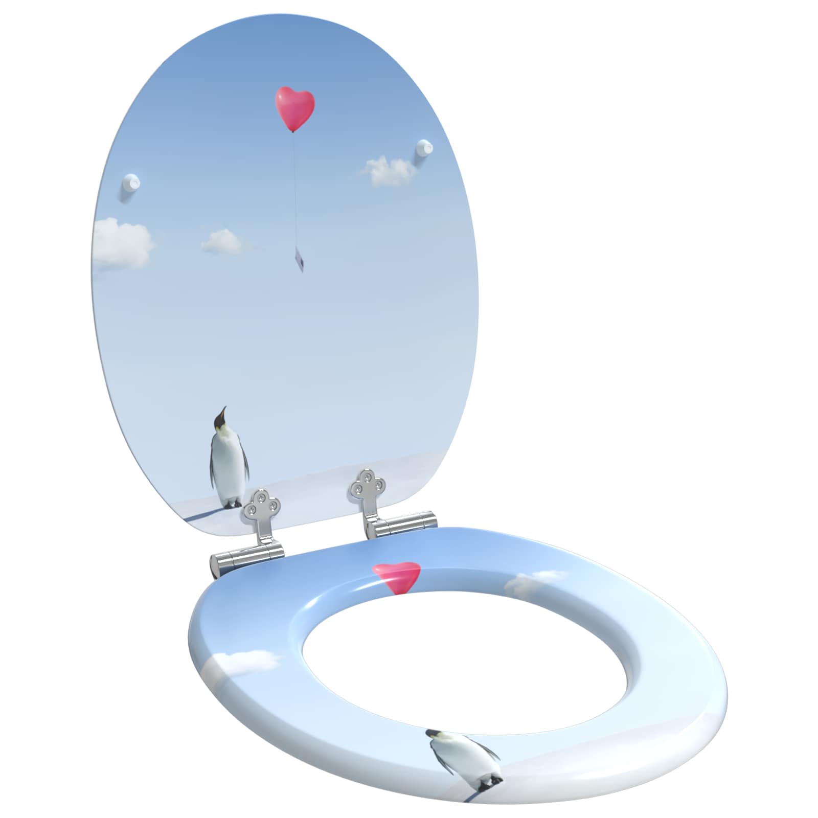 Sedile per toilette con chiusura morbida Blu 44 x 38 cm