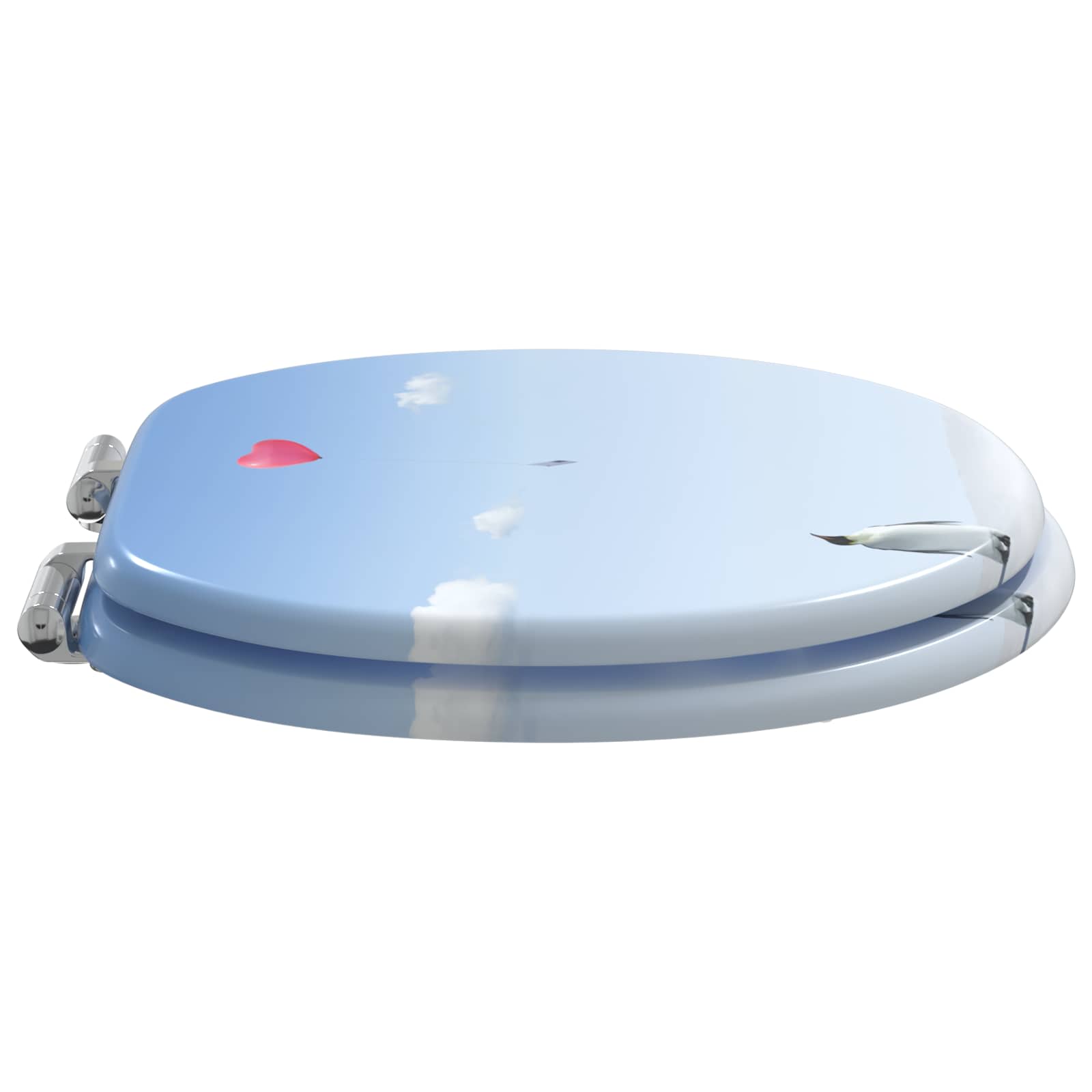 Sedile per toilette con chiusura morbida Blu 44 x 38 cm