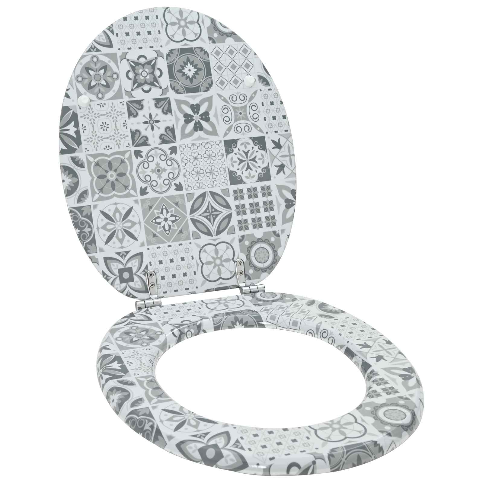 Sedile per toilette con chiusura morbida Grigio 44 x 38 cm