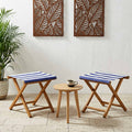 Lettino 2 pz Legno di Eucalipto Massello Blu e Bianco