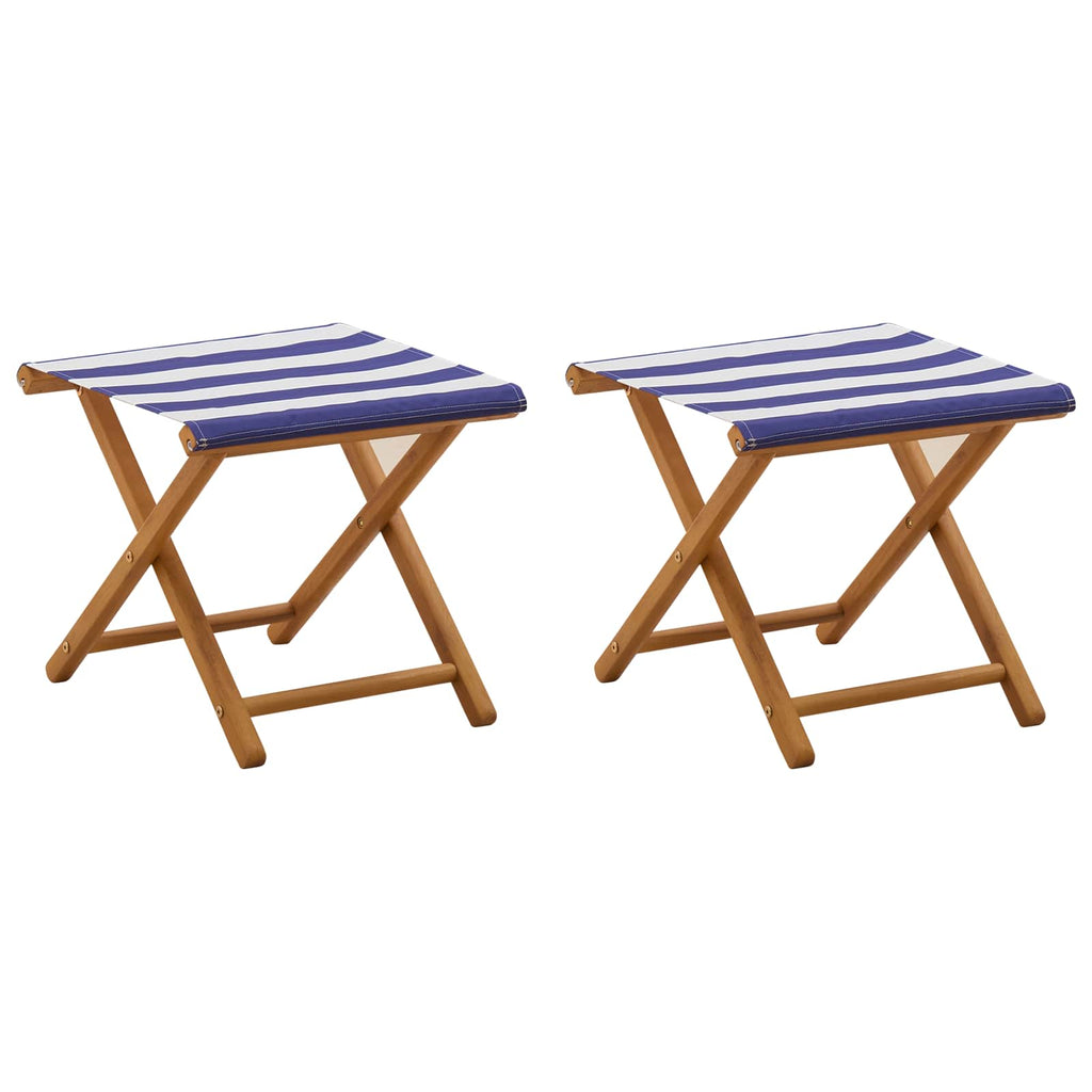 Lettino 2 pz Legno di Eucalipto Massello Blu e Bianco
