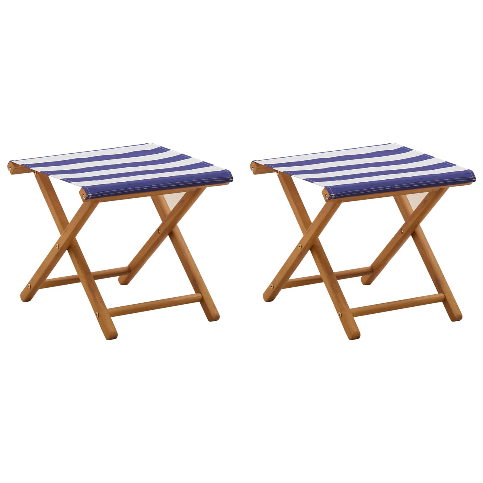 Lettino 2 pz Legno di Eucalipto Massello Blu e Bianco
