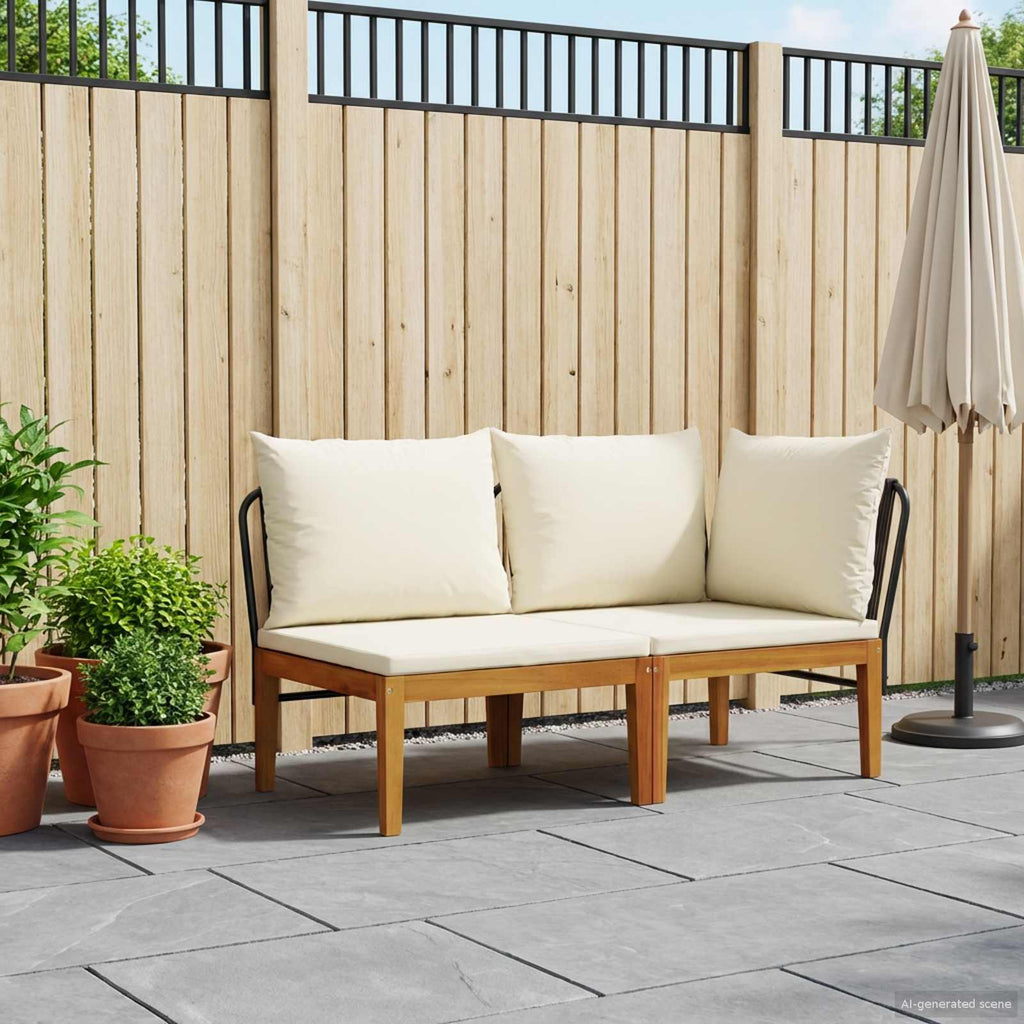 2 pz Set da Giardino con Cuscini Naturale