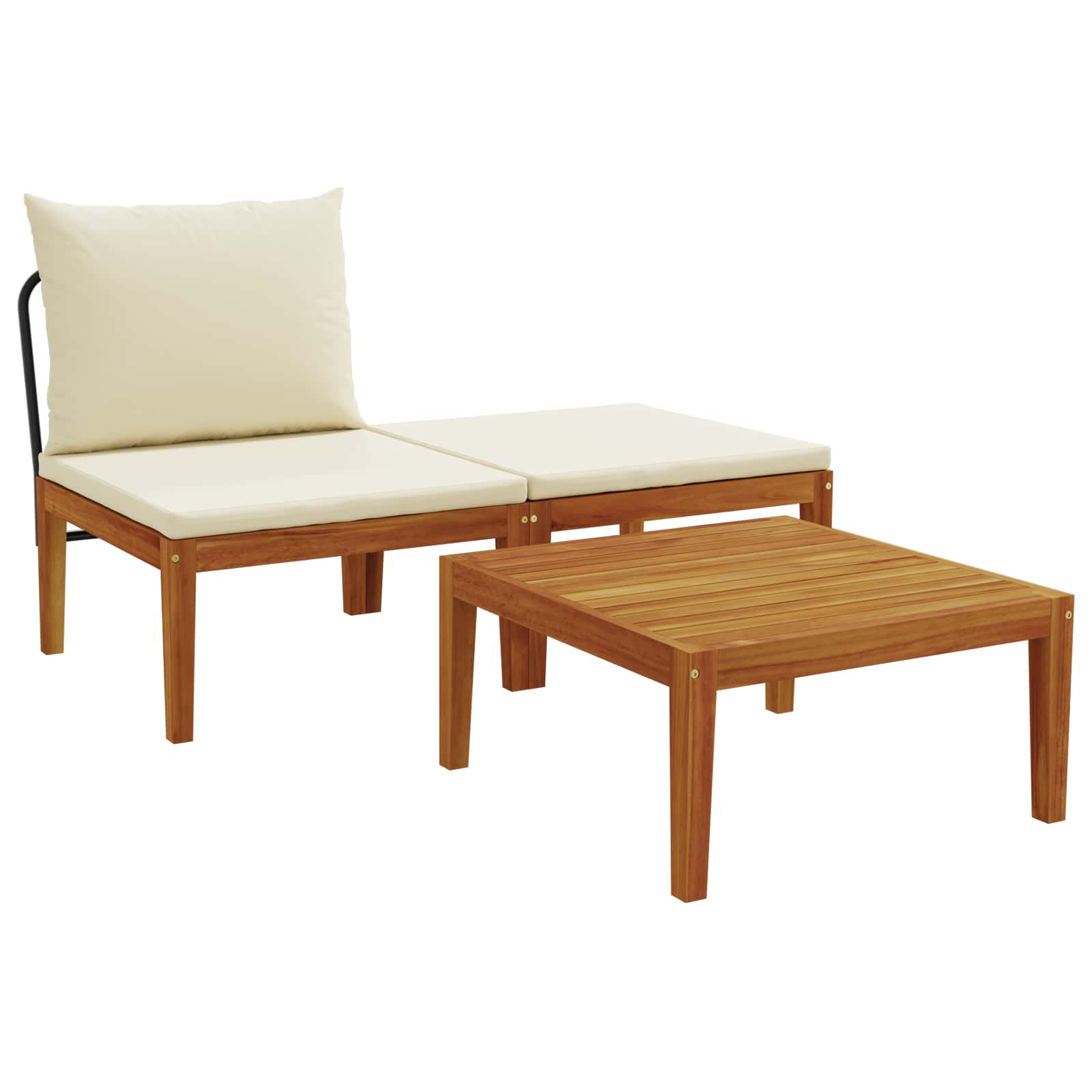 3 pz Set da Giardino con Cuscini Naturale