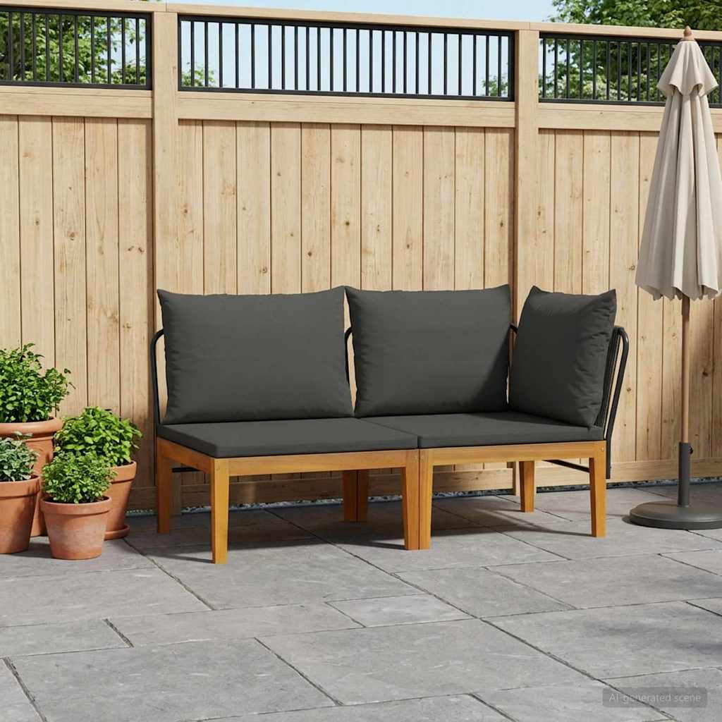 2 pz Set da Giardino con Cuscini Naturale