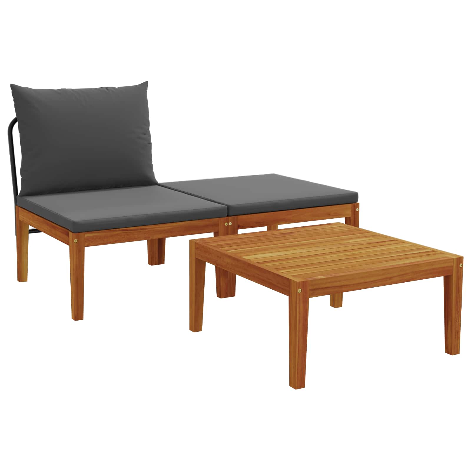 3 pz Set da Giardino con Cuscini Naturale