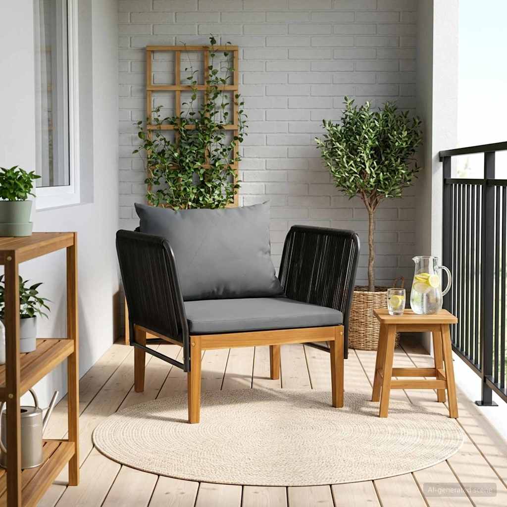 Sedia da giardino con cuscini Legno massiccio di acacia e corda