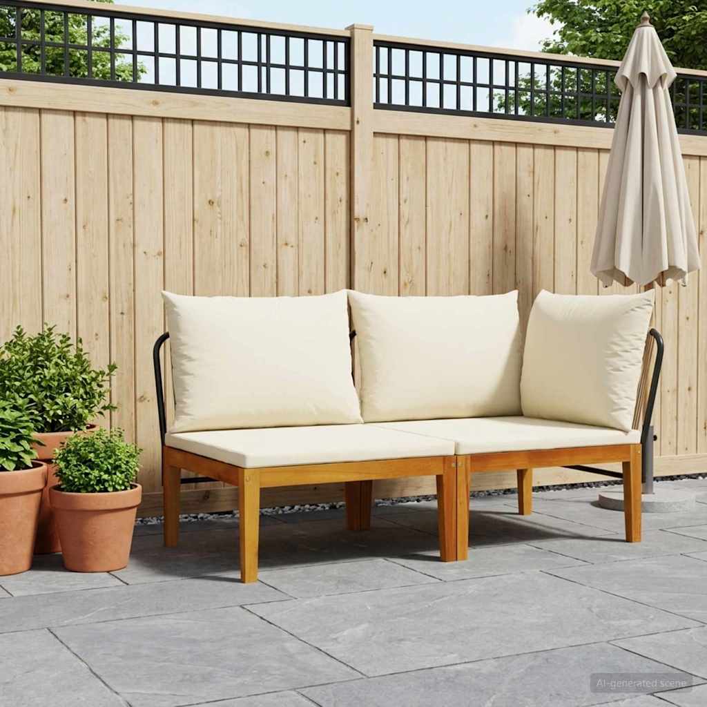 2 pz Set da Giardino con Cuscini Naturale