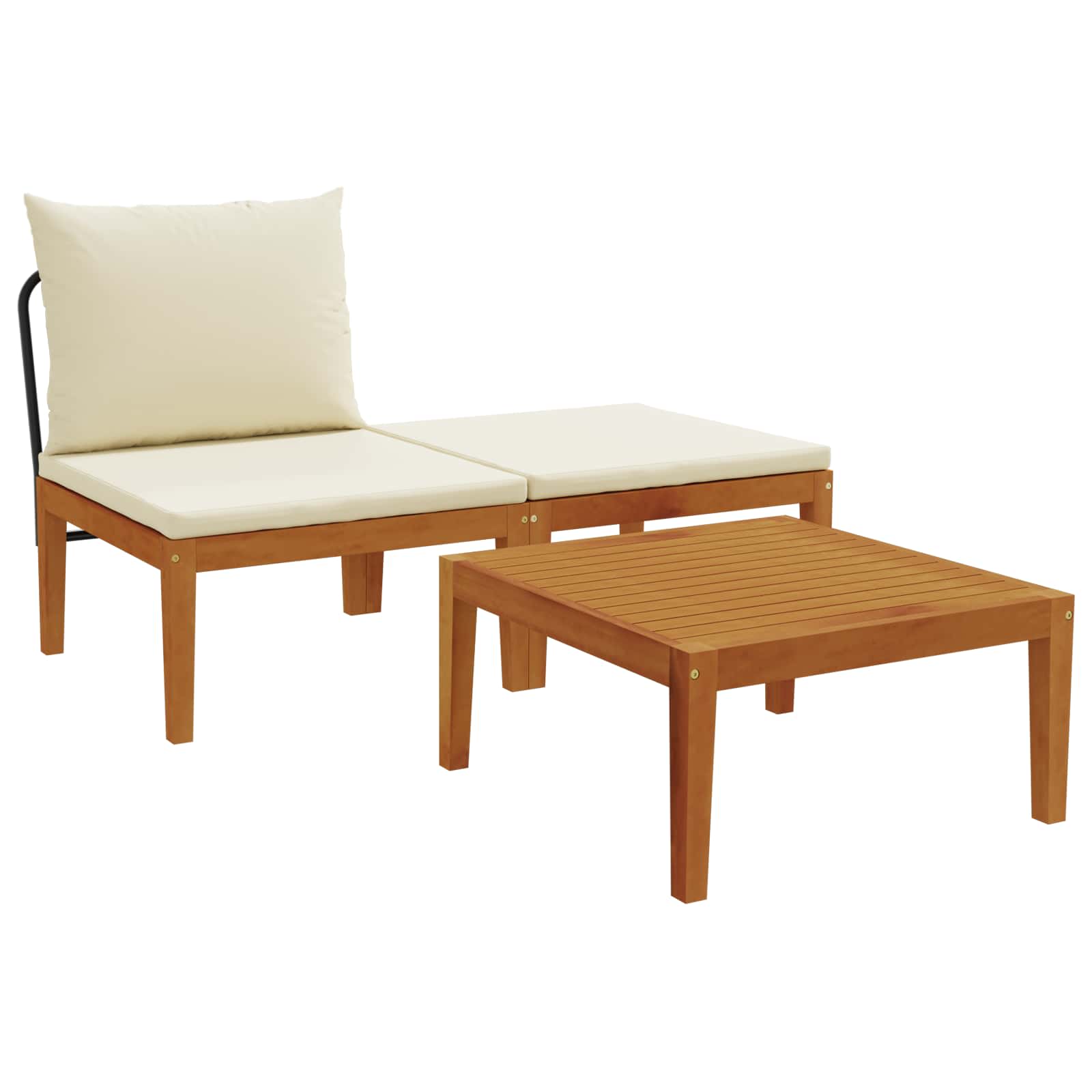 3 pz Set da Giardino con Cuscini Naturale