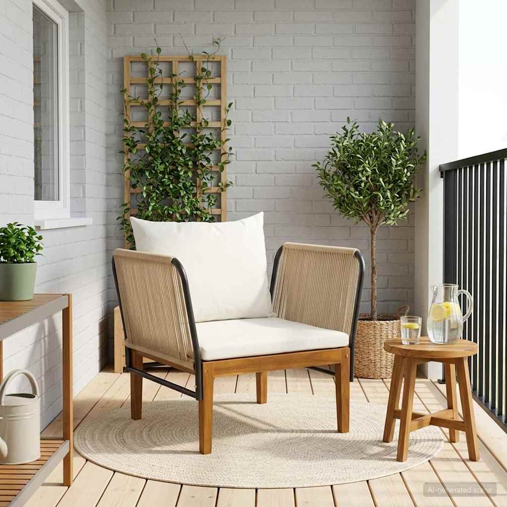 Sedia da giardino con cuscini Legno massiccio di acacia e corda