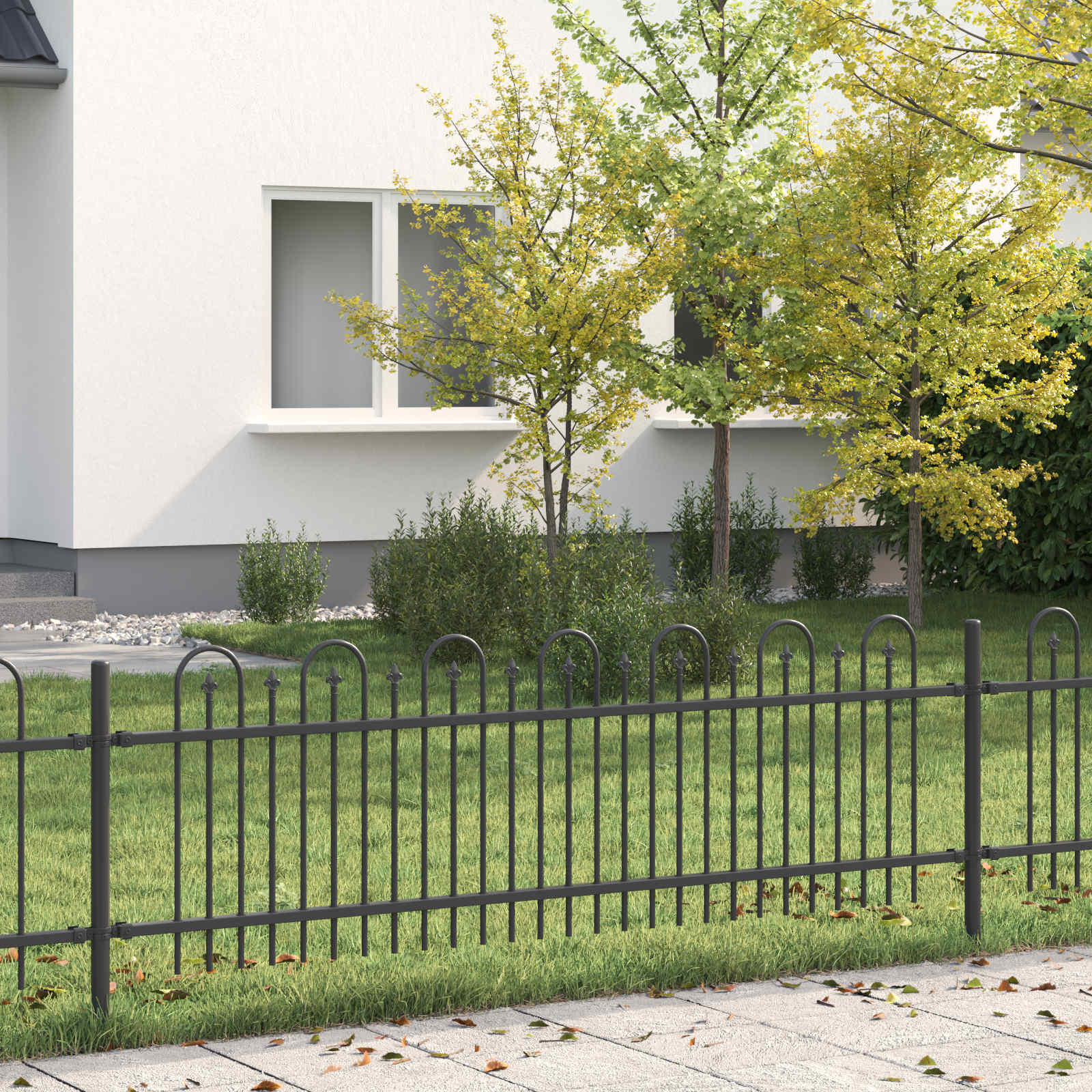 Recinzione ad arco a picchetto DRONTEN 200 x 110 cm Nero