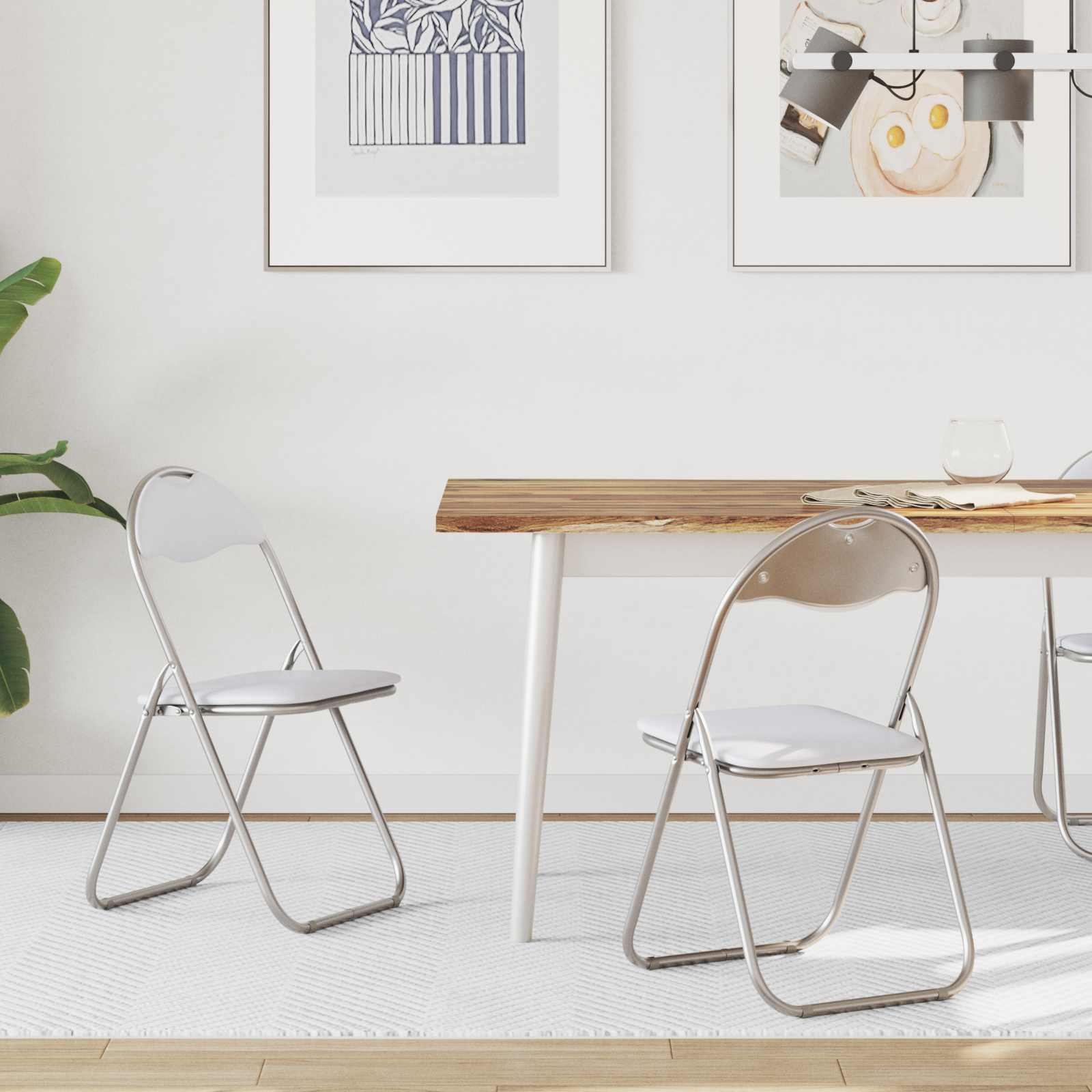 Sedia pieghevole 2 pz Pelle Sintetica Bianco e Grigio