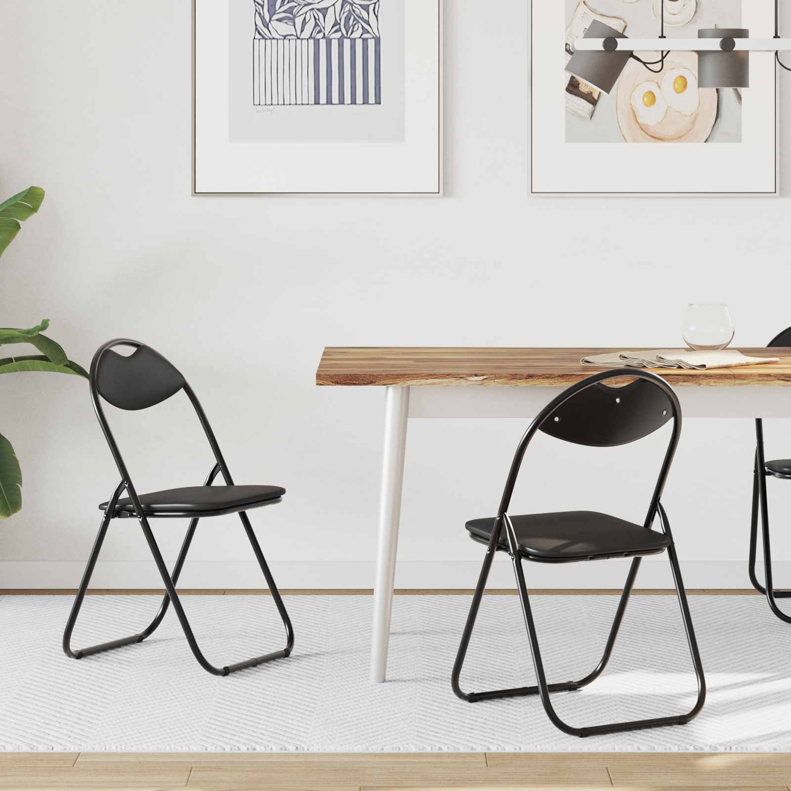 Sedia pieghevole 2 pz Pelle Sintetica Nero 48 x 43,5 x 81 cm
