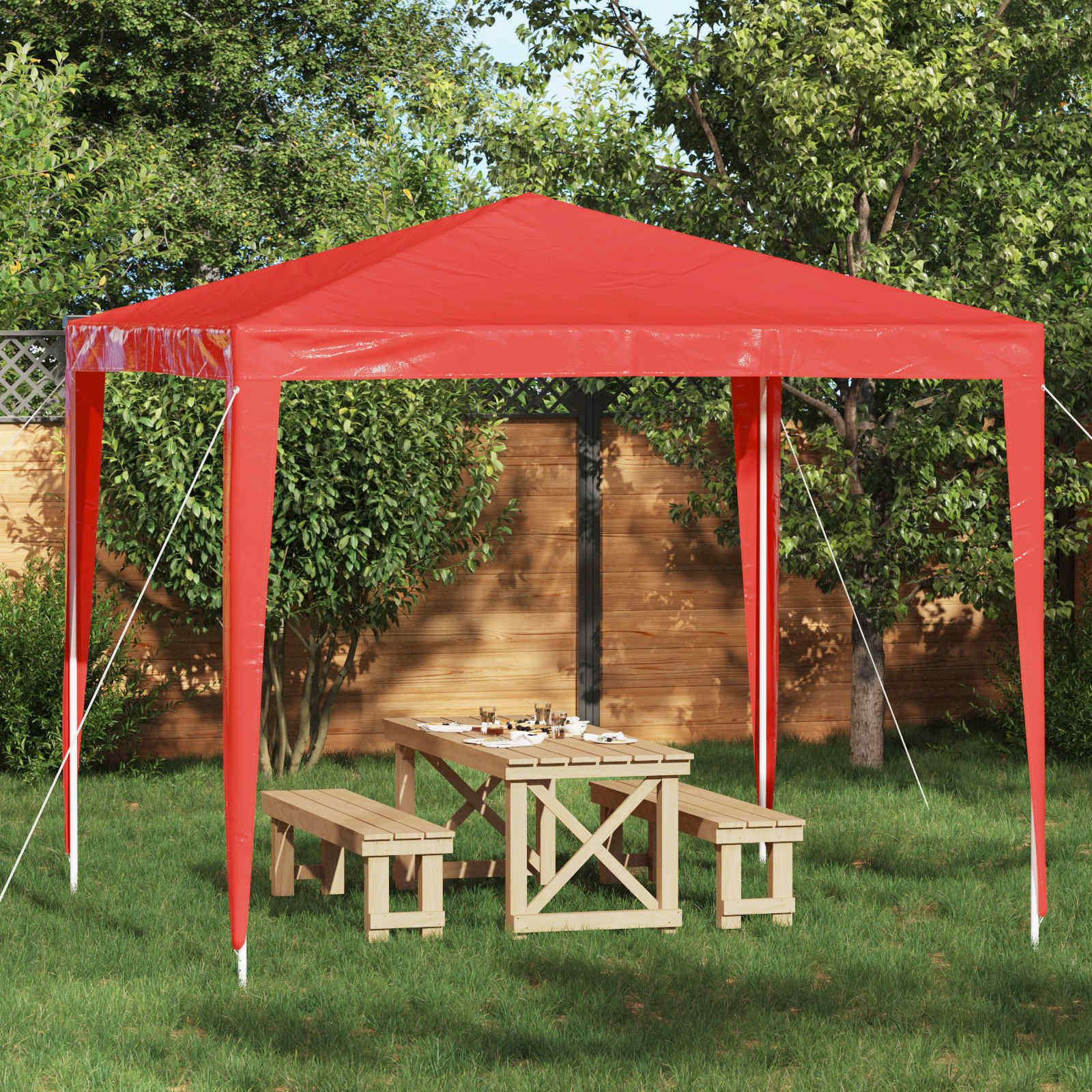 Tenda Party 250 x 250 x 240 cm Rosso PE e Acciaio