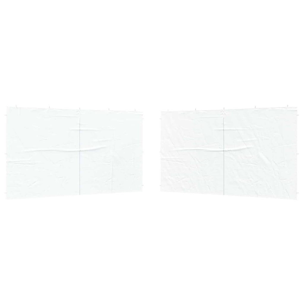 Parete per tenda da festa 2 pz 400 x 195 cm Bianco PE e Acciaio