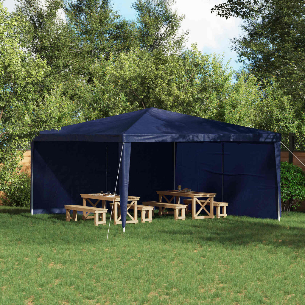 Parete per tenda da festa 2 pz 400 x 195 cm Blu PE e Acciaio