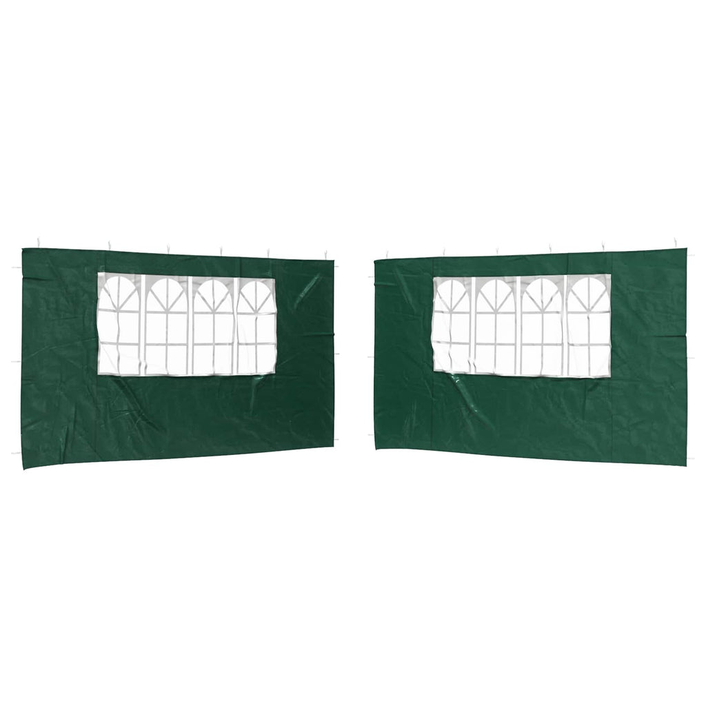 Parete per tenda da festa 2 pz 400 x 195 cm Verde PE e Acciaio