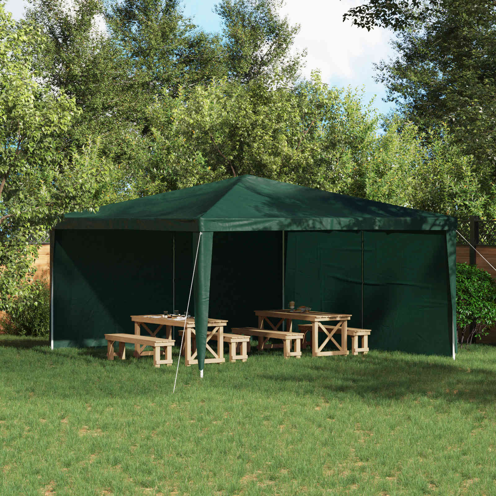 Parete per tenda da festa 2 pz 400 x 195 cm Verde PE e Acciaio