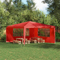 Parete per tenda da festa 2 pz 400 x 195 cm Rosso PE e Acciaio