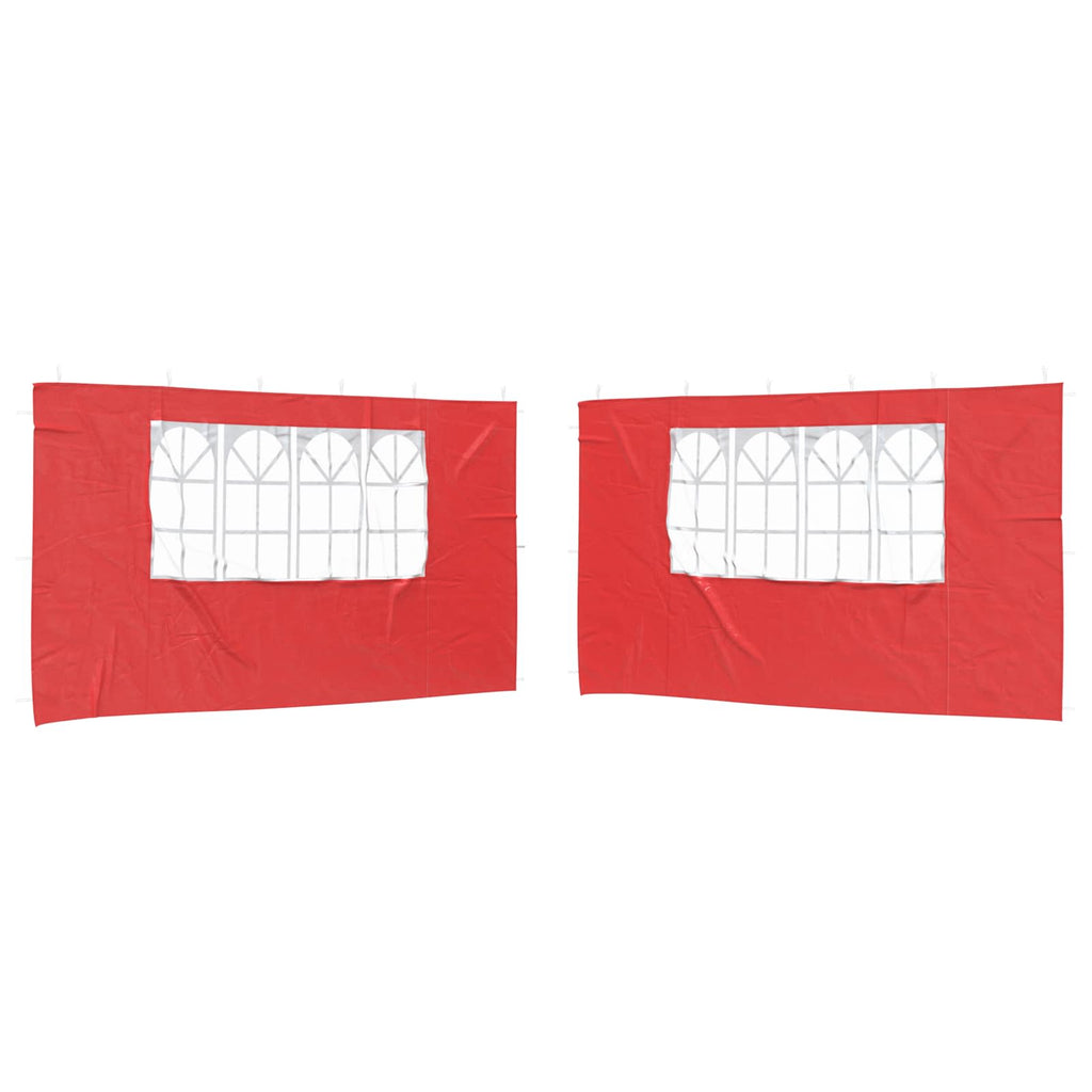 Parete per tenda da festa 2 pz 400 x 195 cm Rosso PE e Acciaio