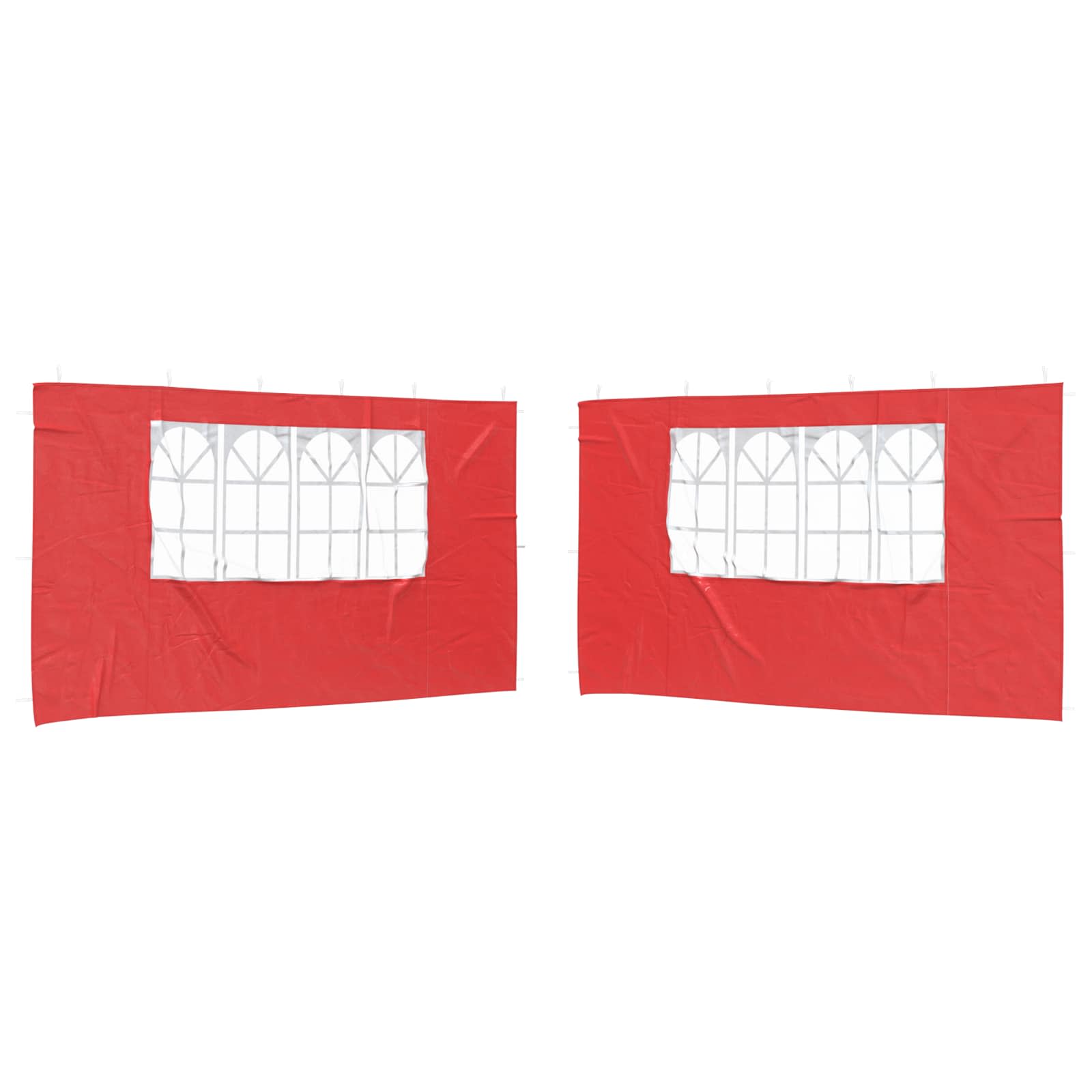 Parete per tenda da festa 2 pz 400 x 195 cm Rosso PE e Acciaio