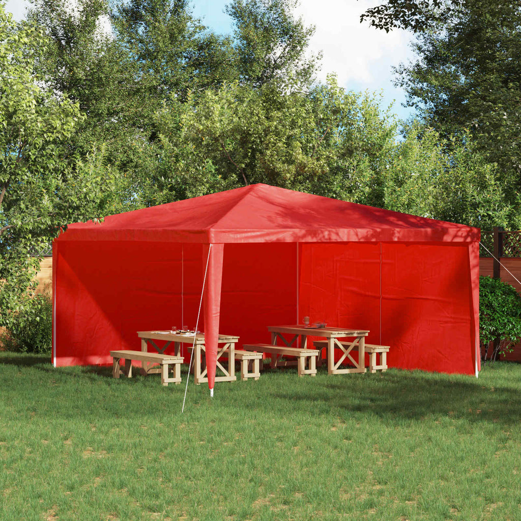 Parete per tenda da festa 2 pz 400 x 195 cm Rosso PE e Acciaio