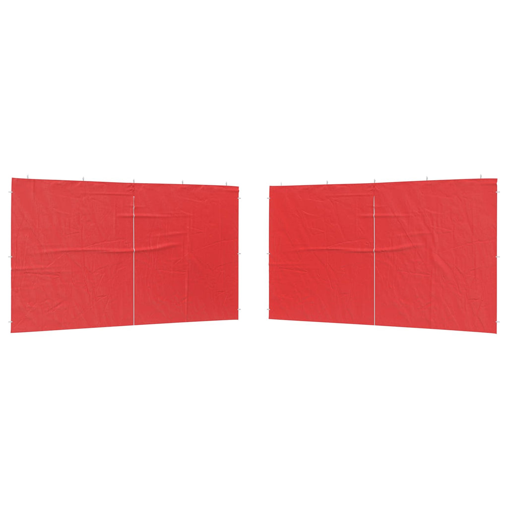 Parete per tenda da festa 2 pz 400 x 195 cm Rosso PE e Acciaio