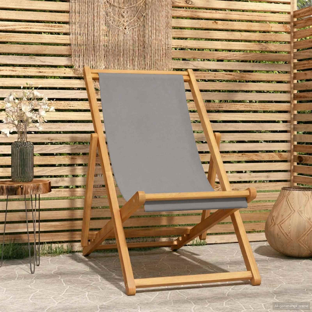 Sedia da spiaggia Grigio Chiaro Legno di teak solido