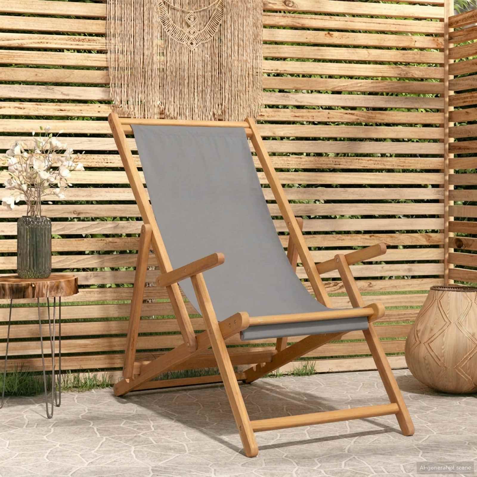 Sedia da spiaggia Grigio Chiaro Legno di teak solido