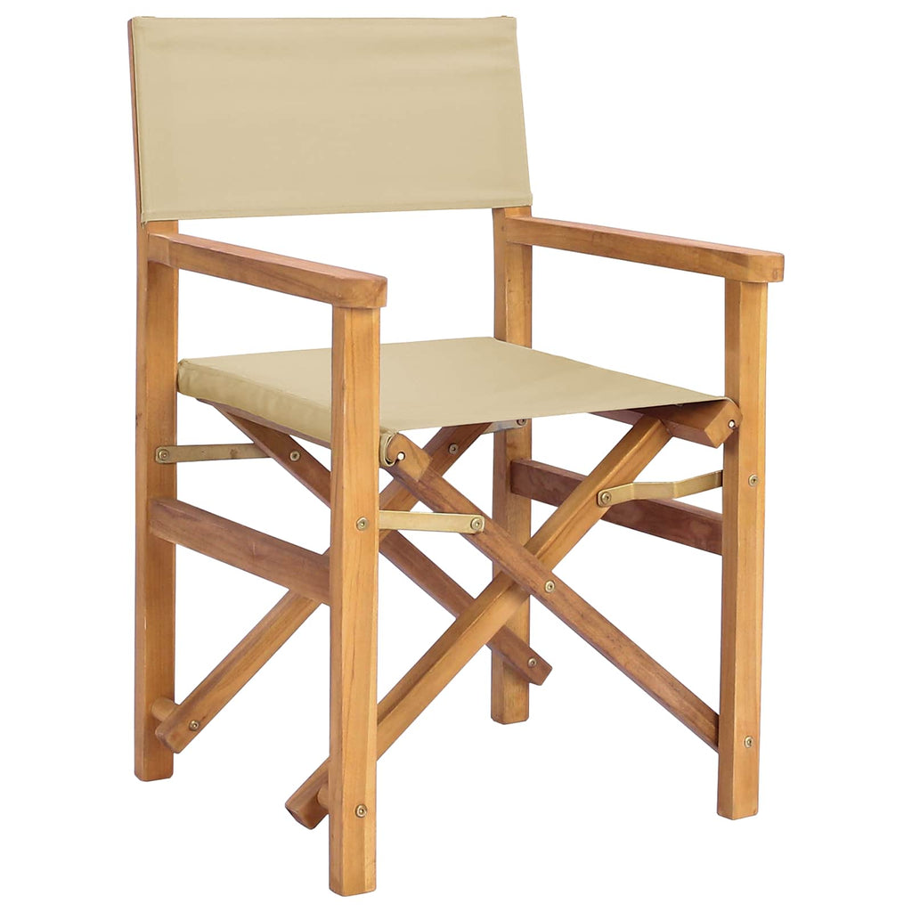 Sedia da regista Marrone e Beige Legno di teak solido